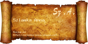 Szlamka Anna névjegykártya