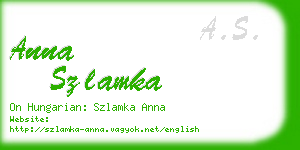 anna szlamka business card